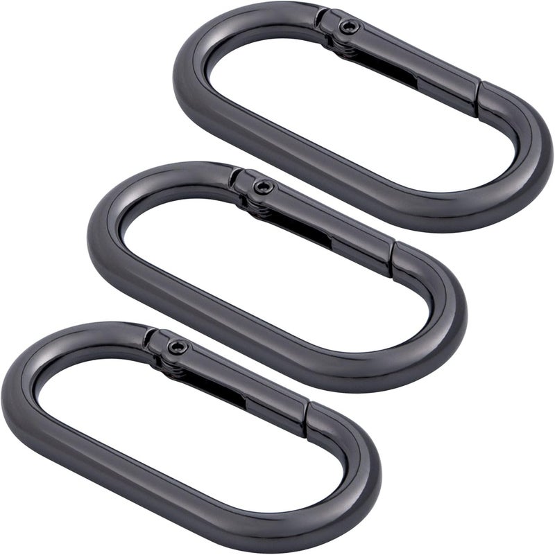 STSTR 3pcs Oval Spring Ring Clips, Metal Keyring Purse Clip, Heavy Duty Opening O Ring Carabiner for Keychains,Backpacks, Keys - Image 1